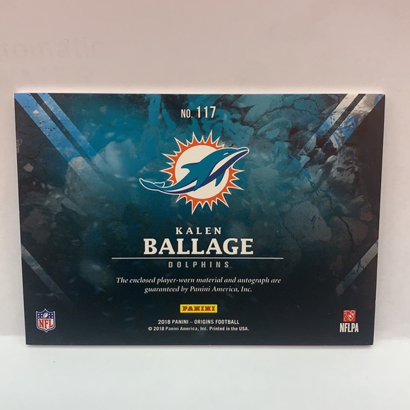 2018 Origins Rookie Patch Auto Kalen Ballage Dolphins #117 SN 28/49 (MISC7) - Picture 2 of 3
